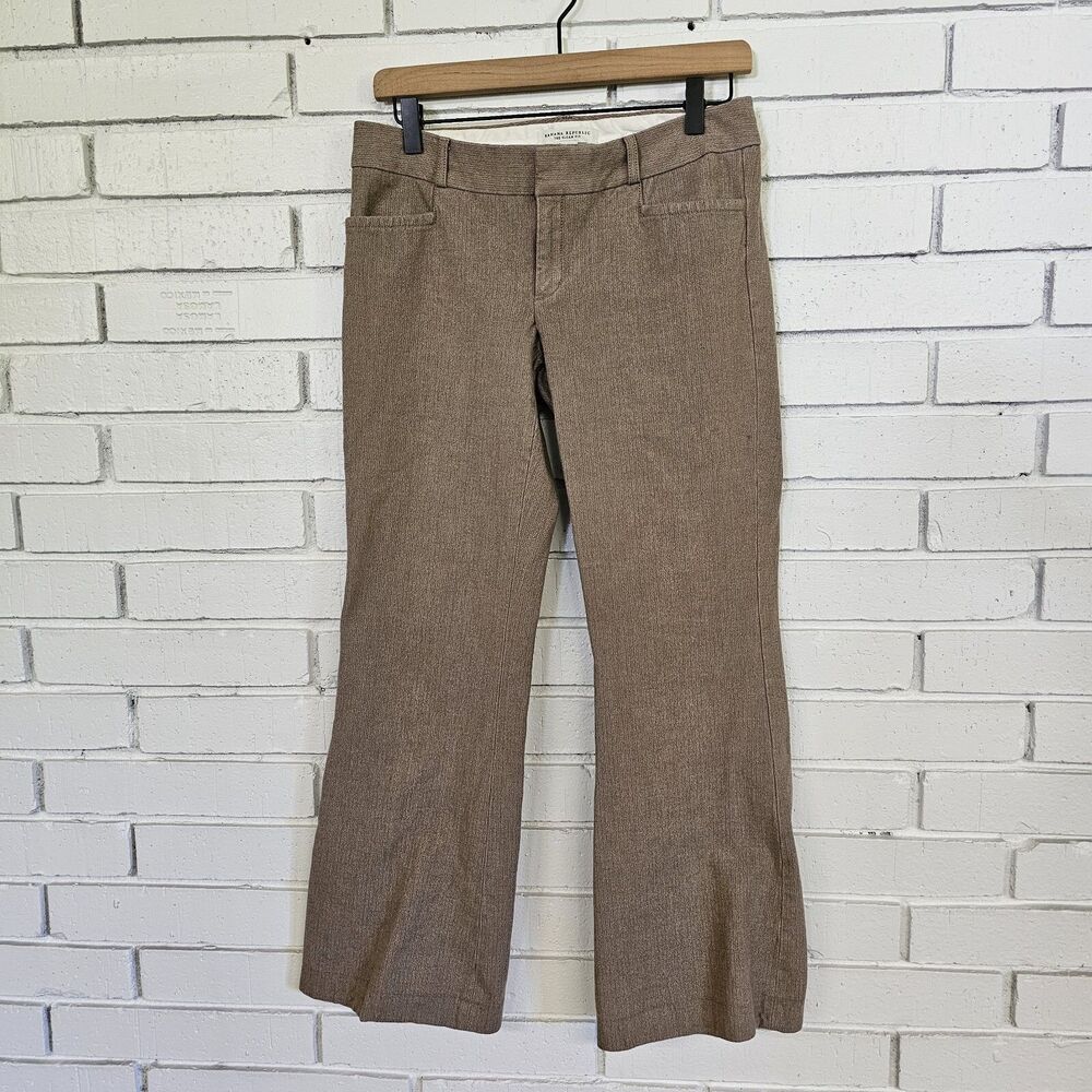BANANA REPUBLIC SLOAN FLARED DRESS PANTS SLACKS BROWN TAUPE 6S SHORT